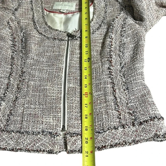 BR linen blend blazer,fray,tweed,scoop,zip,preppy clueless,academia,career,EC - Picture 12 of 14